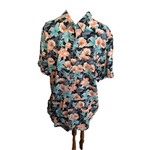 Rails Aloha Print Linen Blend Button Down Short Sleeve Shirt Size XL NWT